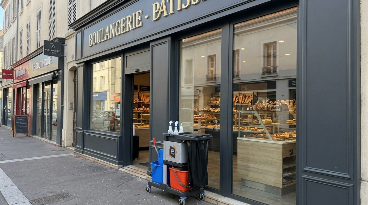 Après nettoyage des vitres d'une boulangerie à Haguenau